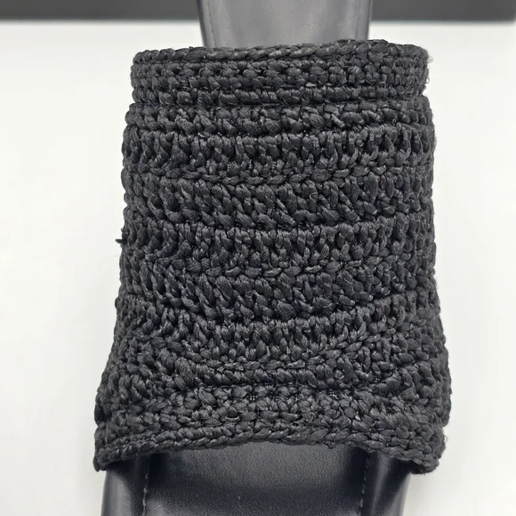 NIB Marc Fisher LTD Dako Square Toe Slip-on Heeled Dress Sandals—Black Crochet—6 - Picture 3 of 16